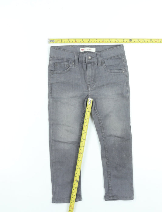 Levi's Girls Grey 510 Skinny Jeans 3 Years Cotton Blend Denim