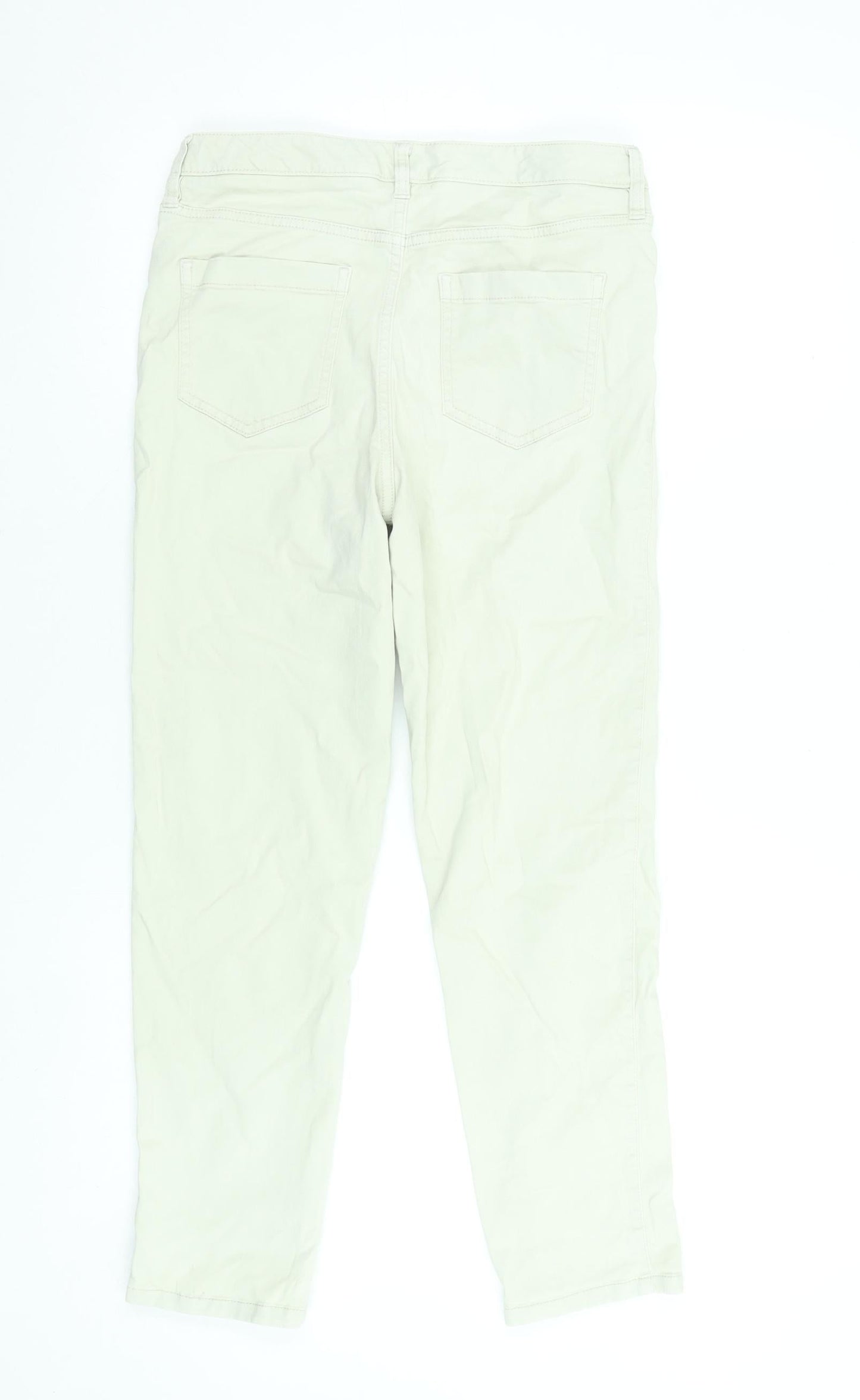 F&F Women Beige Mid Rise Straight Stretch Jeans UK 10