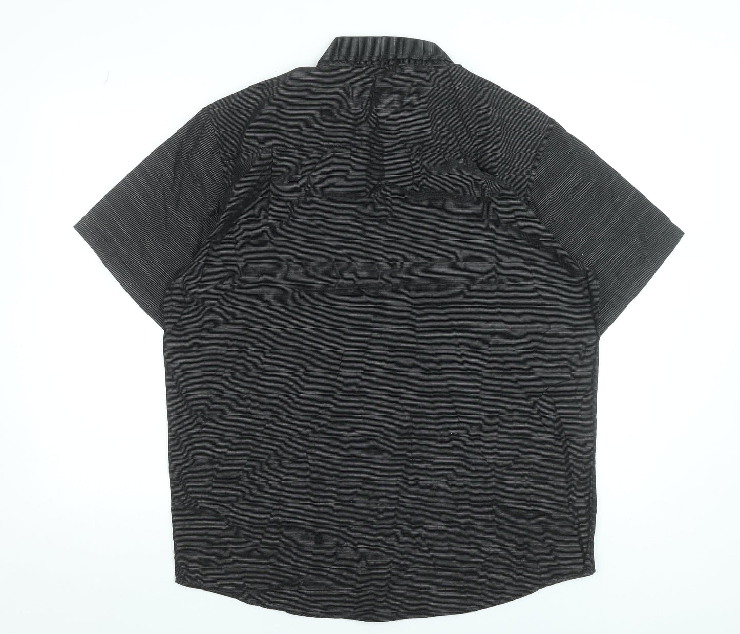 Beverly Hills Polo Club Men’s Black Striped Short Sleeve Button-Up Shirt Size L