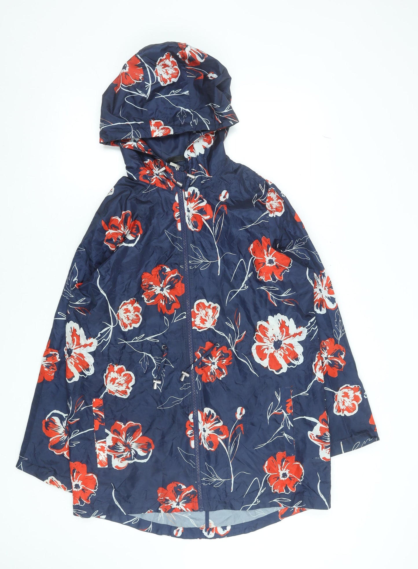 Savida for Dunnes Stores Womens Blue Floral Hooded Rain Jacket M