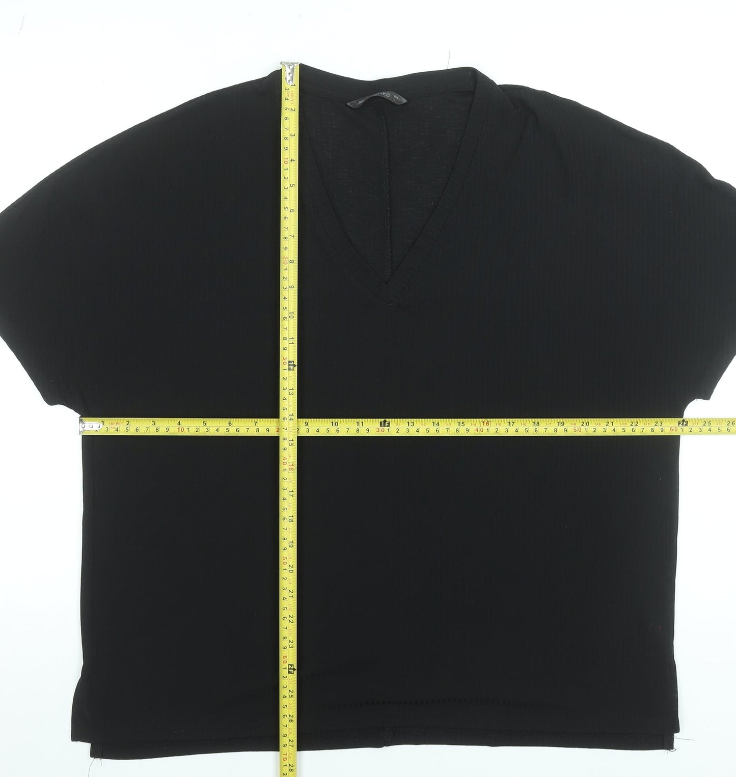 Dunnes Stores Women’s Black V-Neck Short Sleeve Basic T-Shirt Size L