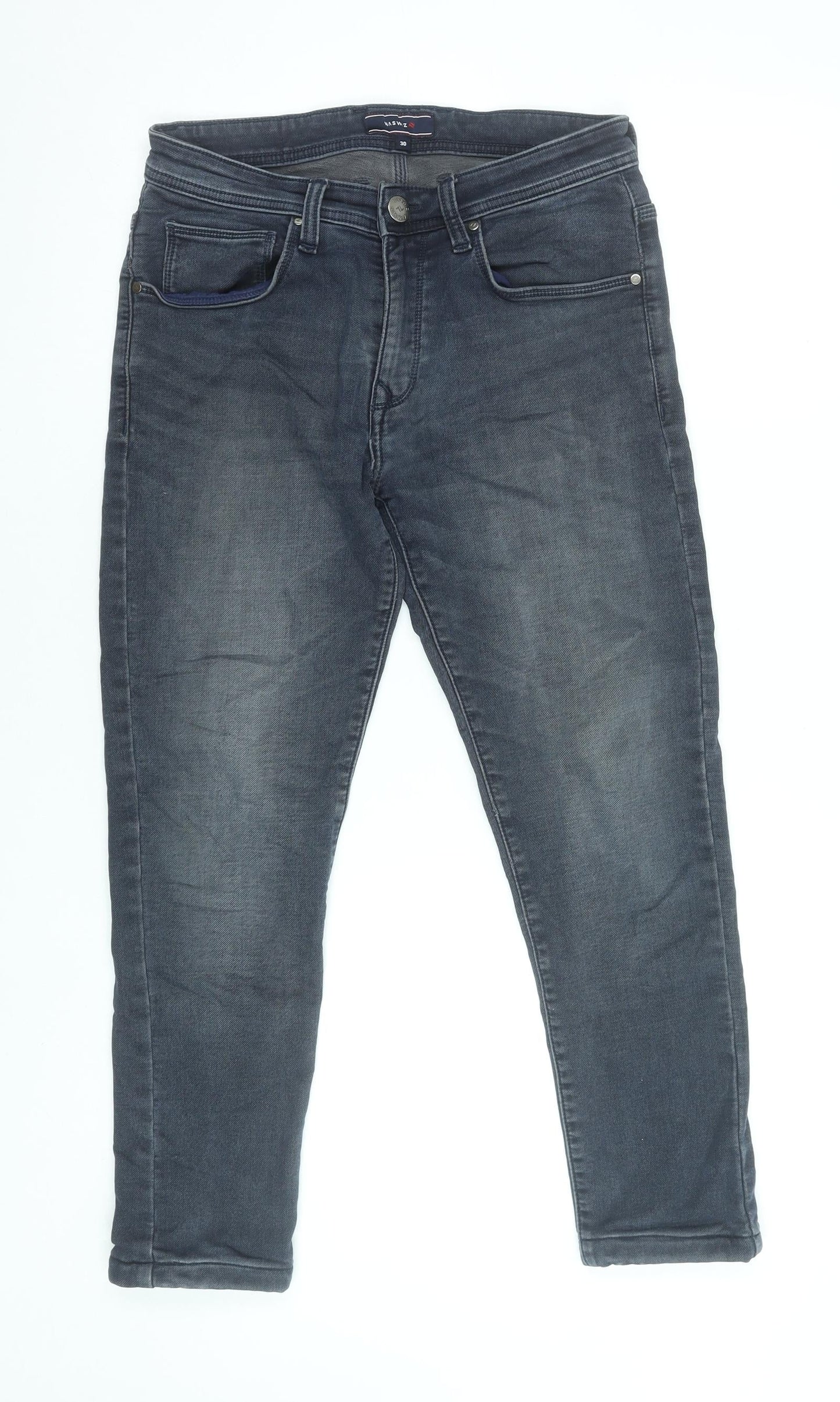 Naswiz Men's Dark Grey Slim Fit Denim Jeans Size 30