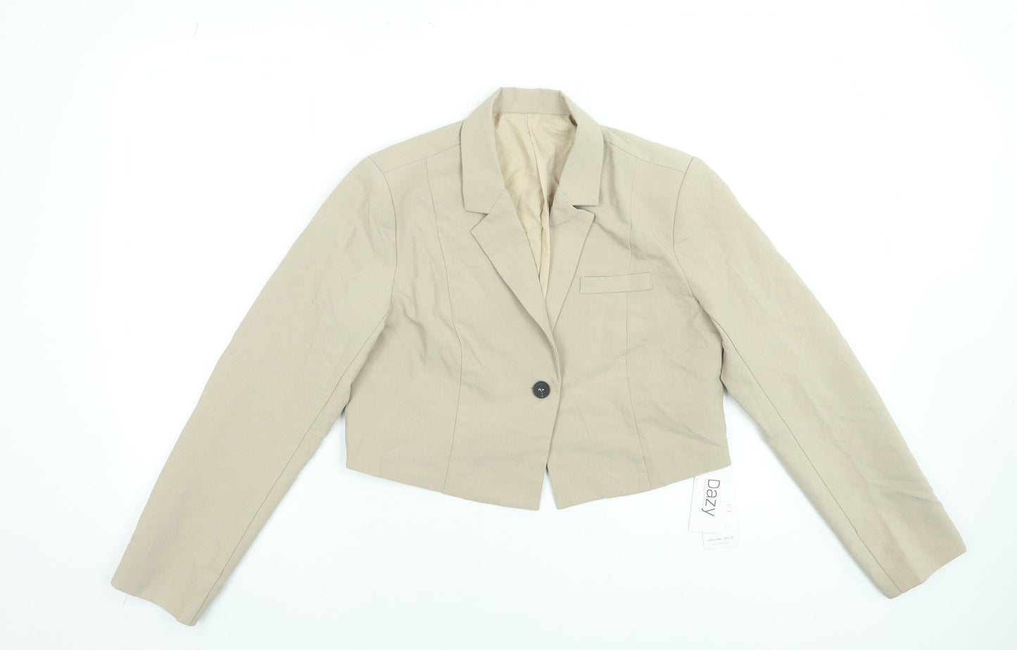 Dazy Women’s Beige Cropped Blazer Jacket Size M