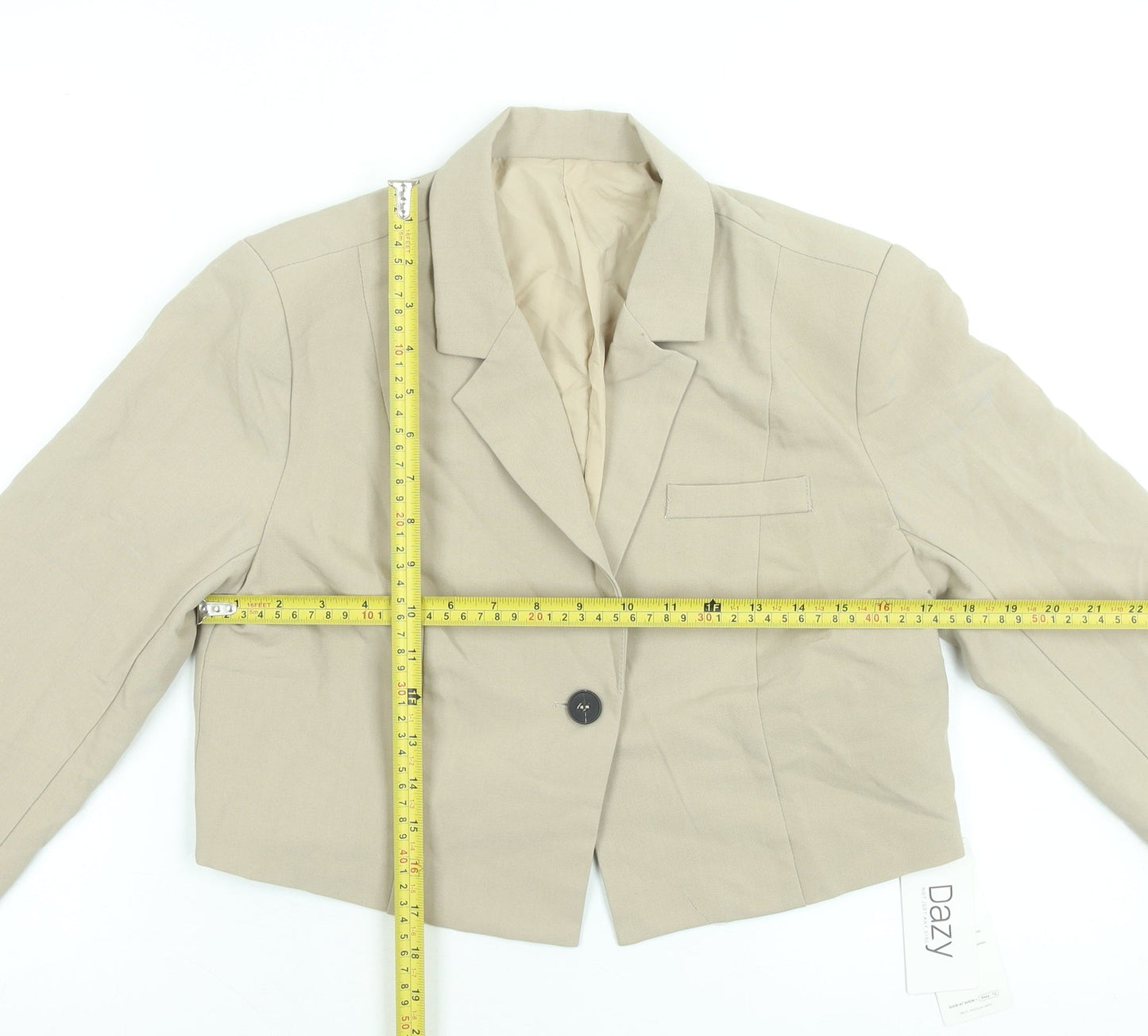 Dazy Women’s Beige Cropped Blazer Jacket Size M