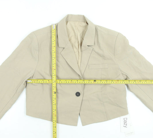 Dazy Women’s Beige Cropped Blazer Jacket Size M