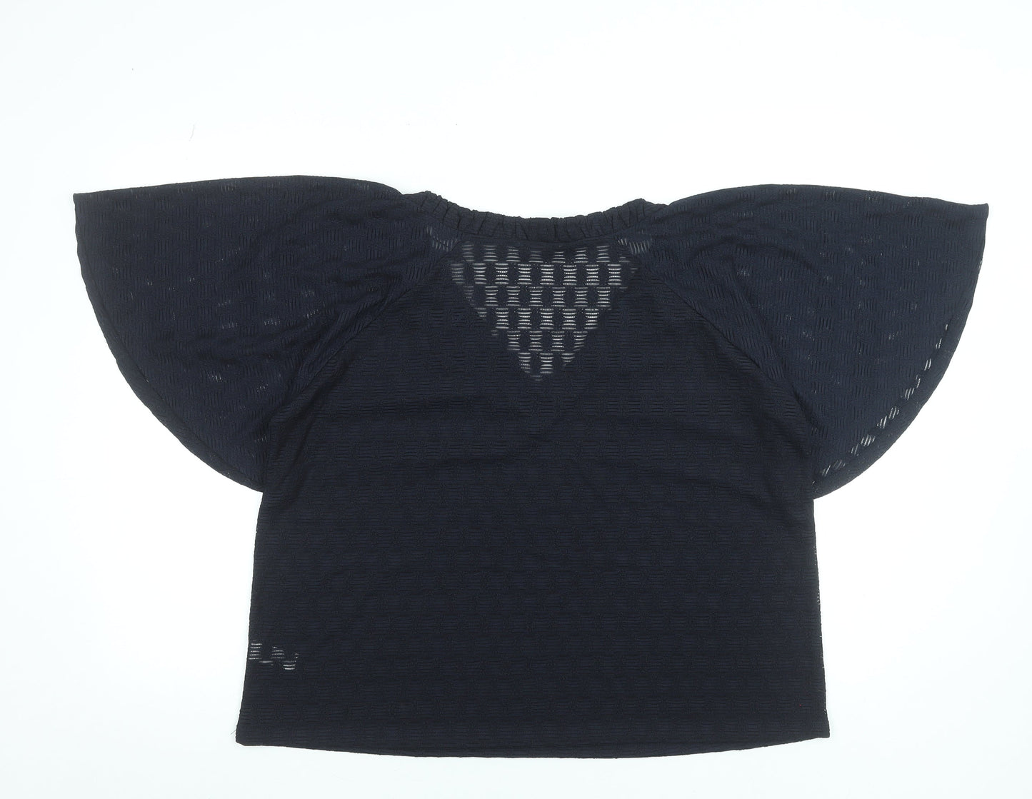 Gallery Women's Navy Blue V-Neck Flutter Sleeve Tunic Blouse Size L