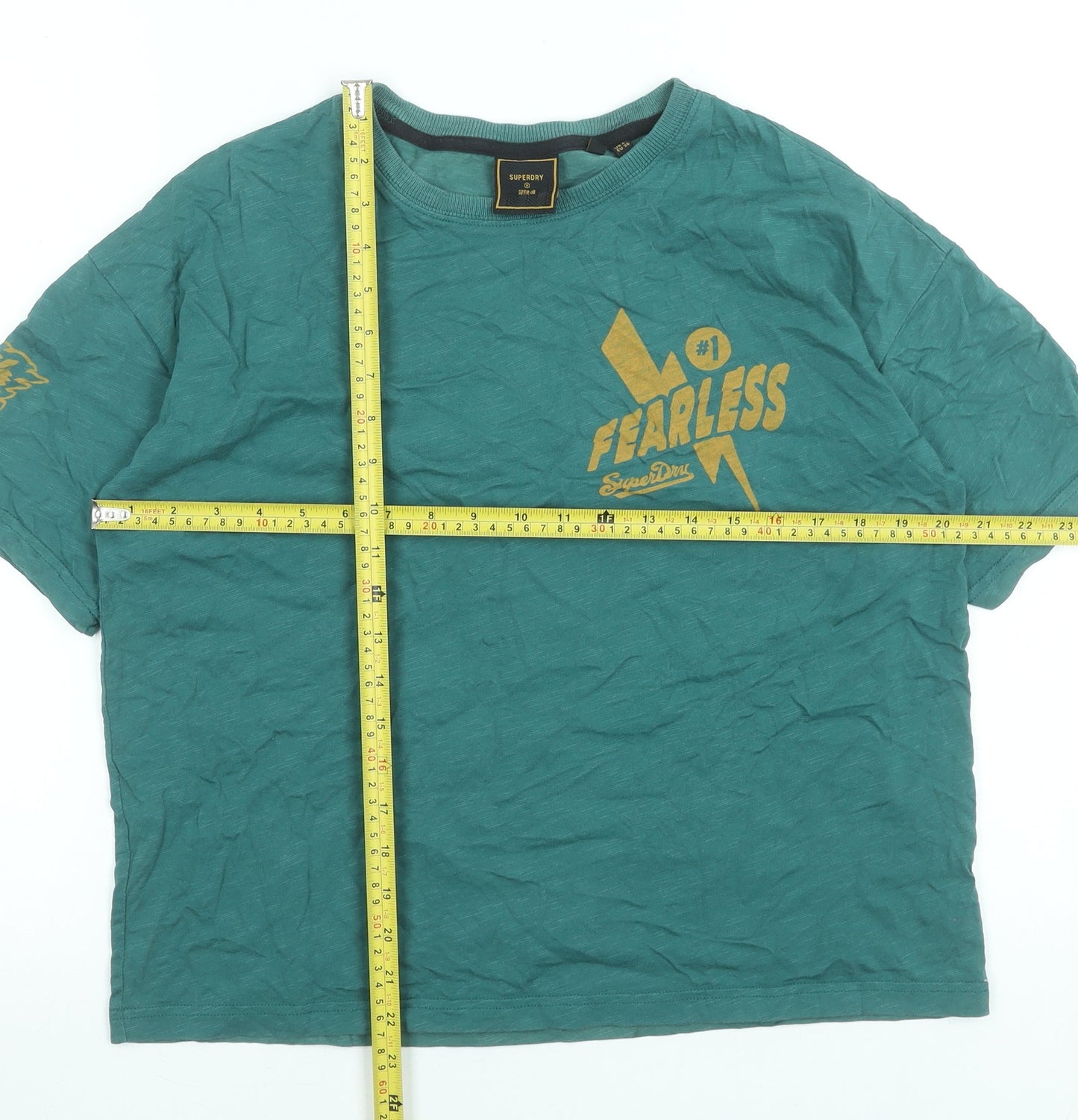 Superdry Womens Green Fearless Graphic T-Shirt Size 8