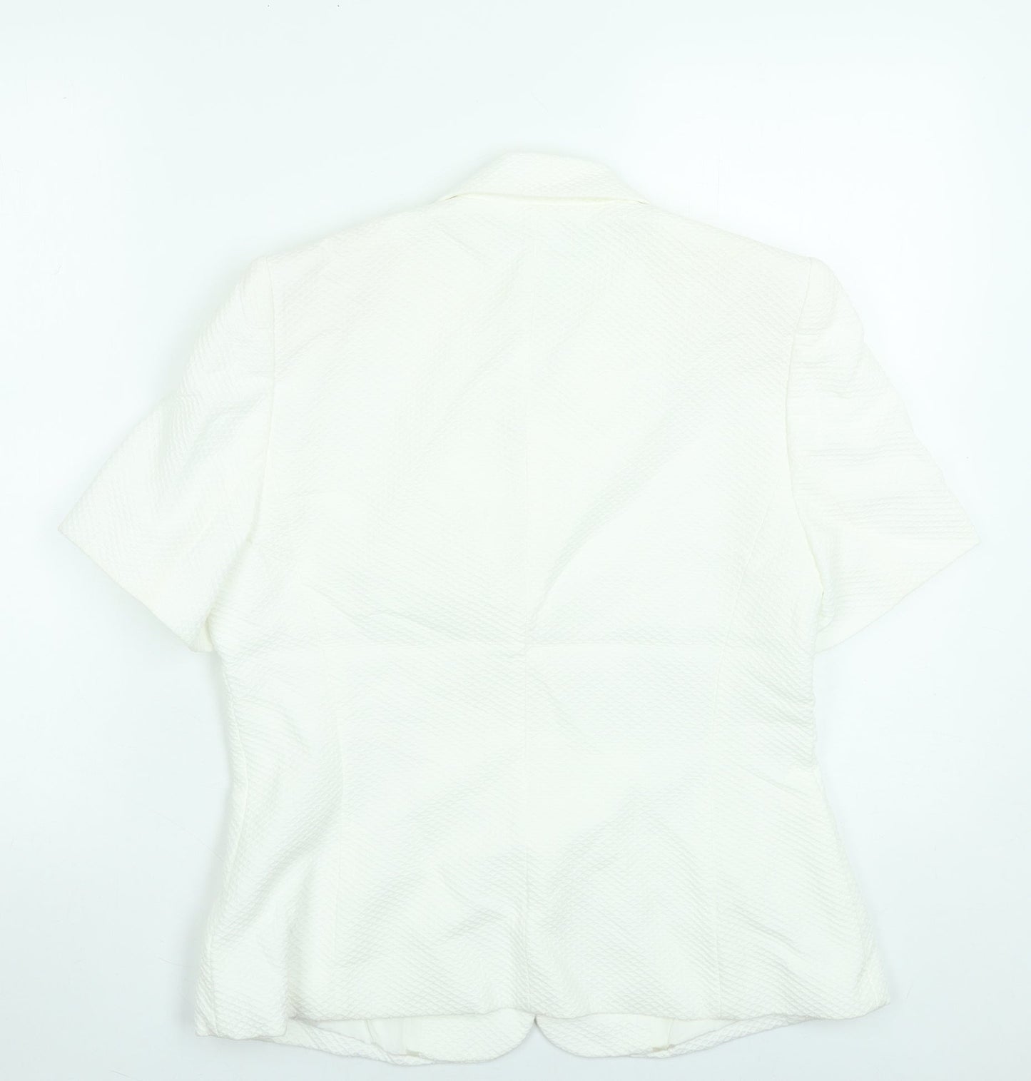 Élégance Paris Women's White Short Sleeve Blazer Size 14