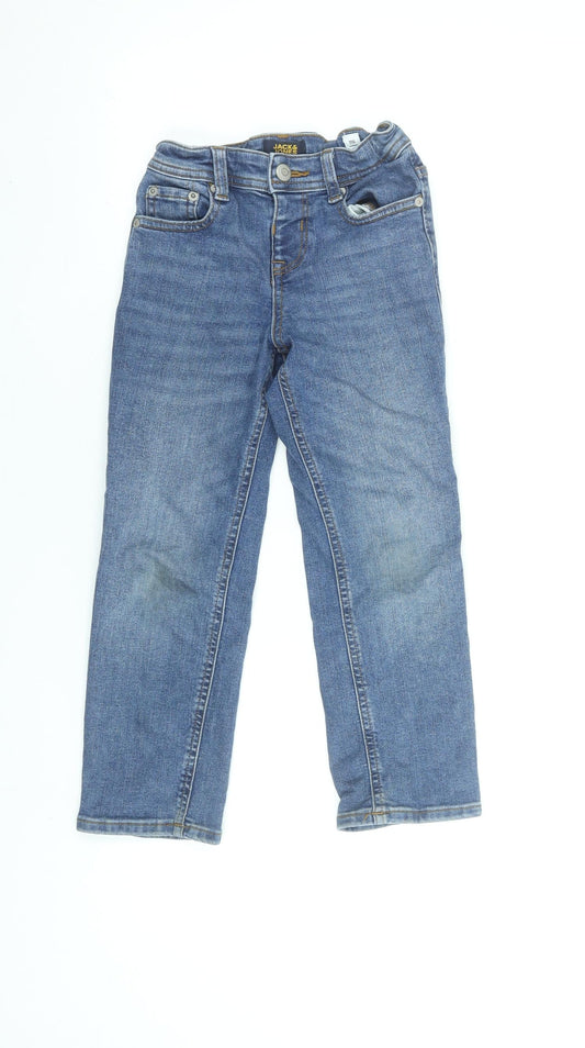 Jack & Jones Boys Blue Straight Denim Jeans 6 Years Adjustable Waist
