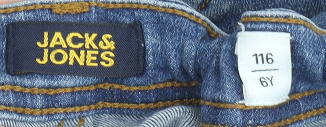 Jack & Jones Boys Blue Straight Denim Jeans 6 Years Adjustable Waist