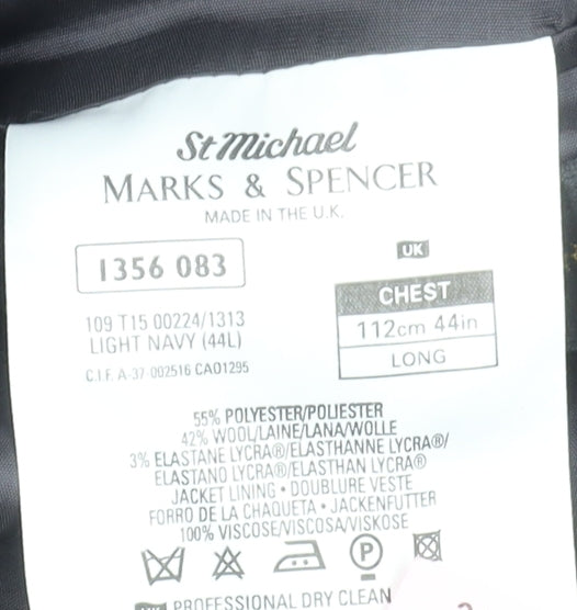 Marks and Spencer Men’s Blue Double Breasted Wool Blend Blazer 44L