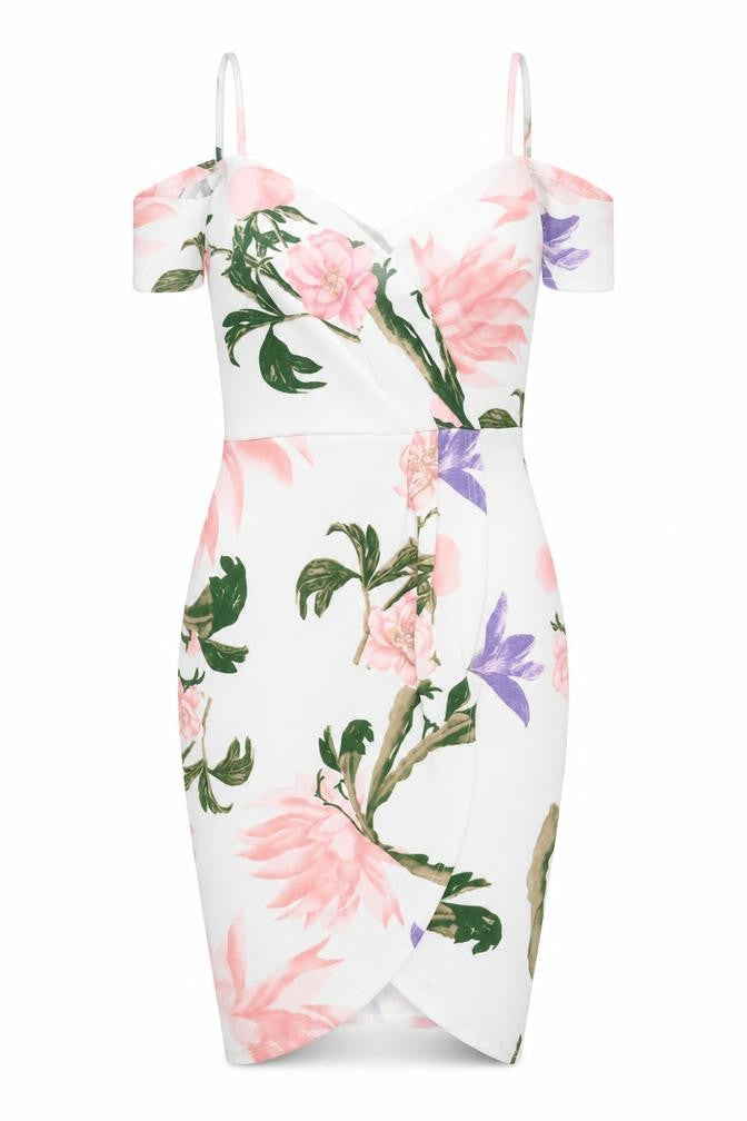 AX Paris Women's Floral Bodycon Dress Size 10 Multicoloured Off Shoulder