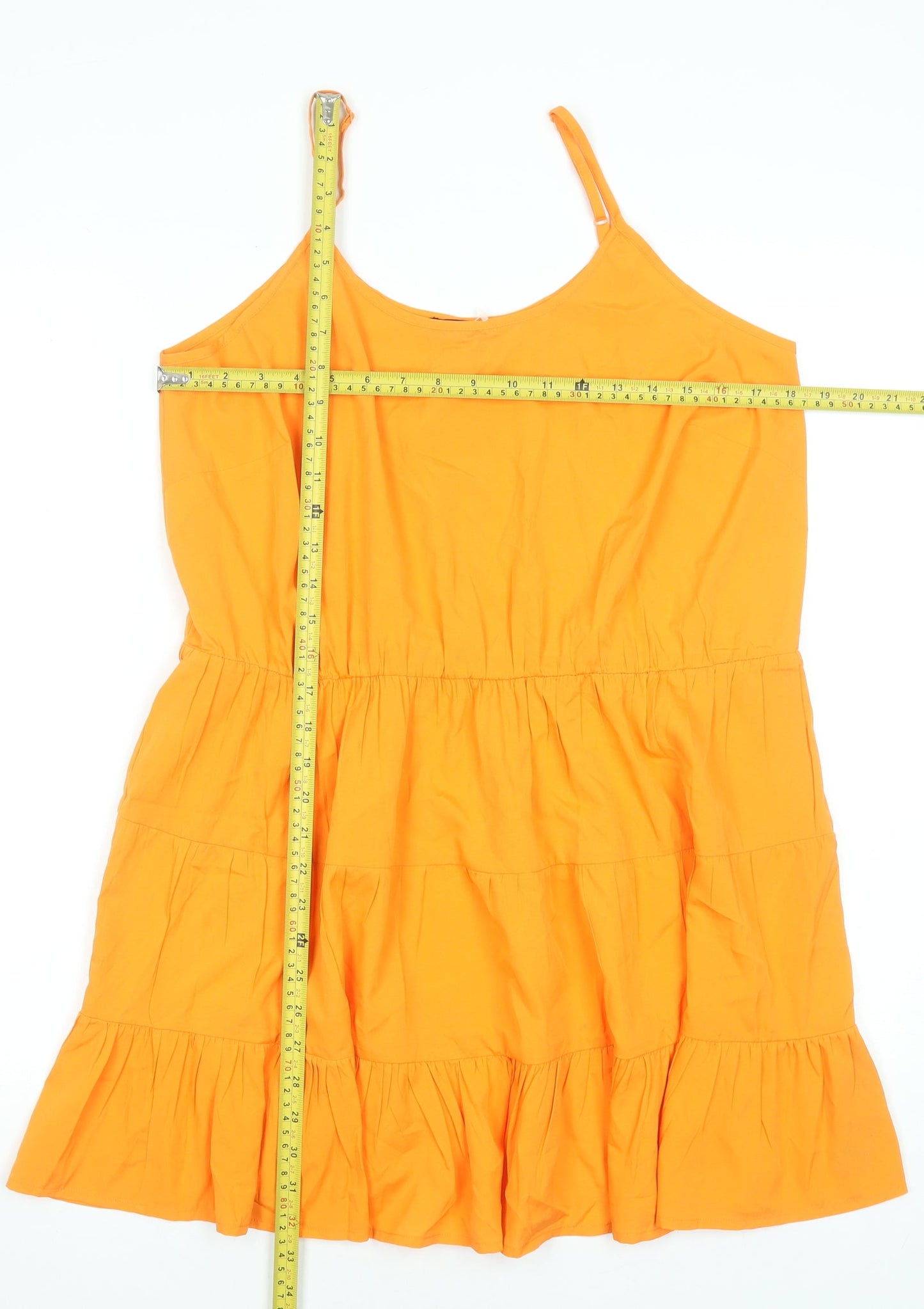 Simply Be Women Orange Size 12 Sleeveless Ruffle Summer Slip Dress