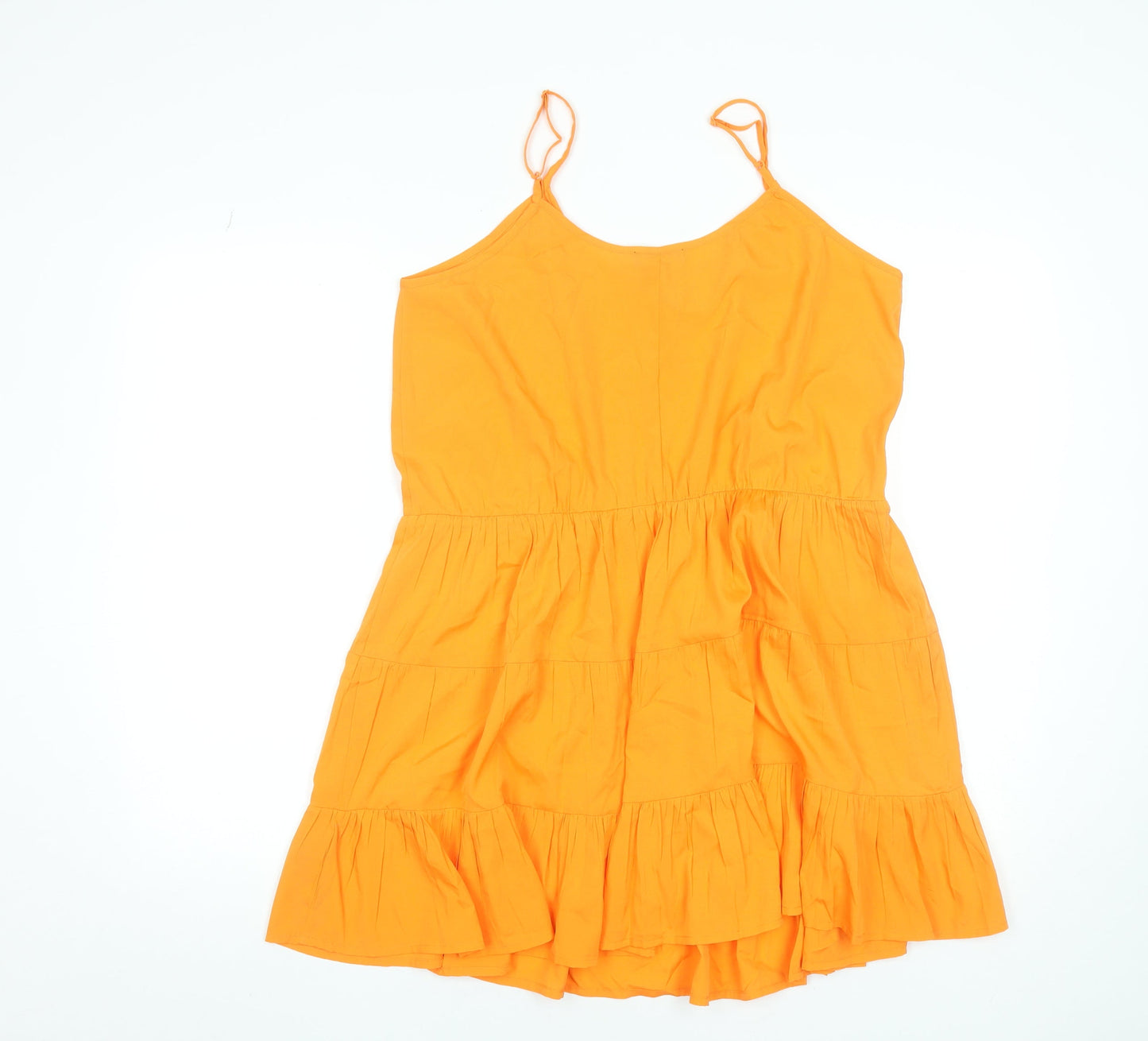 Simply Be Women Orange Size 12 Sleeveless Ruffle Summer Slip Dress