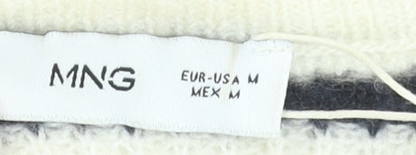 MNG Women’s Black & White Striped Full Zip Knit Jumper Size 12