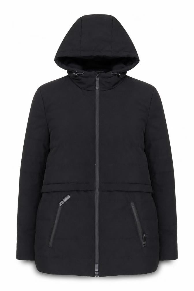 LOFT The Original Women's Black Slim Fit Hooded Puffer Jacket L