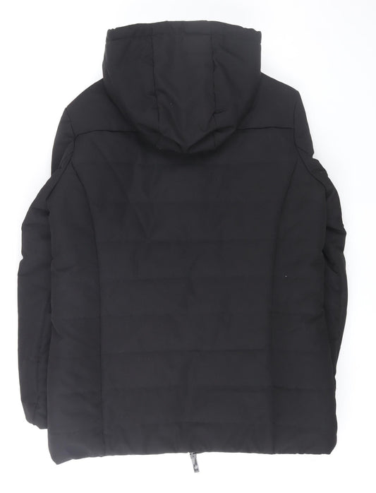 LOFT The Original Women's Black Slim Fit Hooded Puffer Jacket L