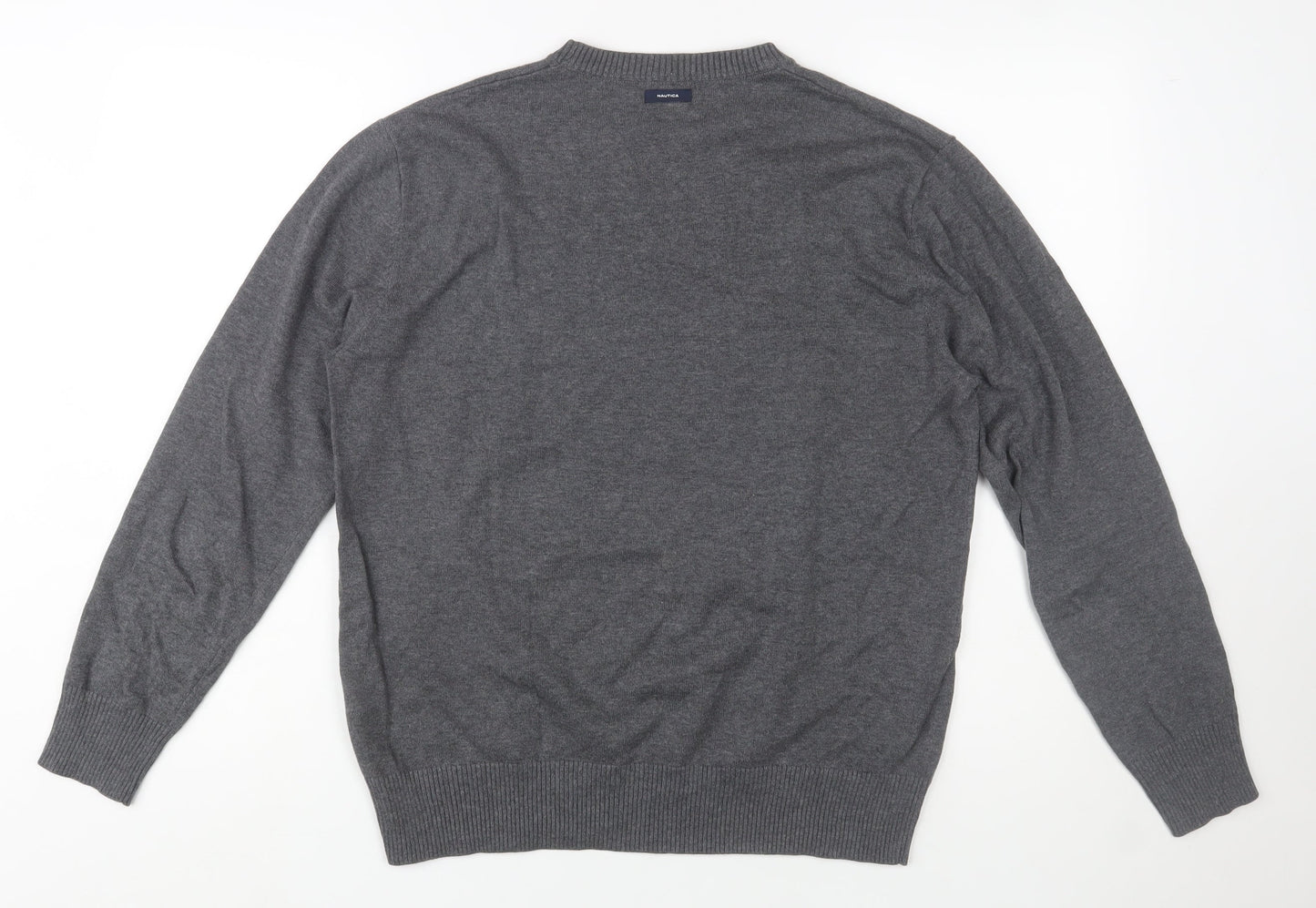 Nautica Men's Grey Cotton Crew Neck Pullover Jumper L