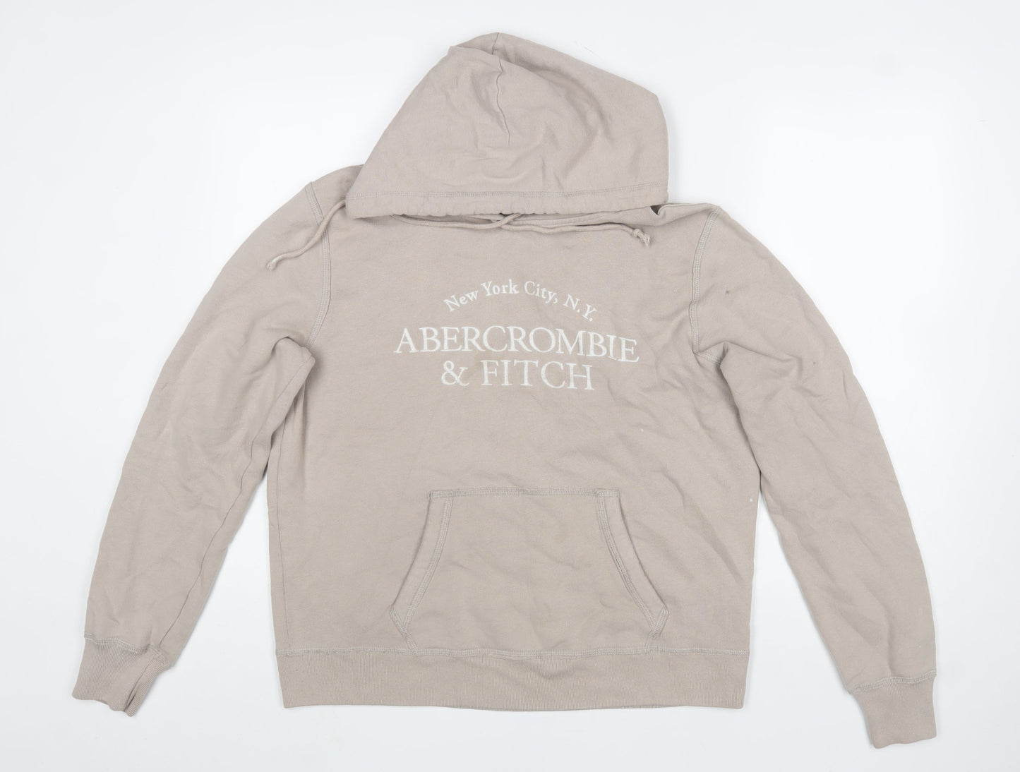 Mens UK L Regular Abercrombie & Fitch Beige Pullover Hoodie