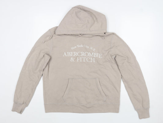 Mens UK L Regular Abercrombie & Fitch Beige Pullover Hoodie