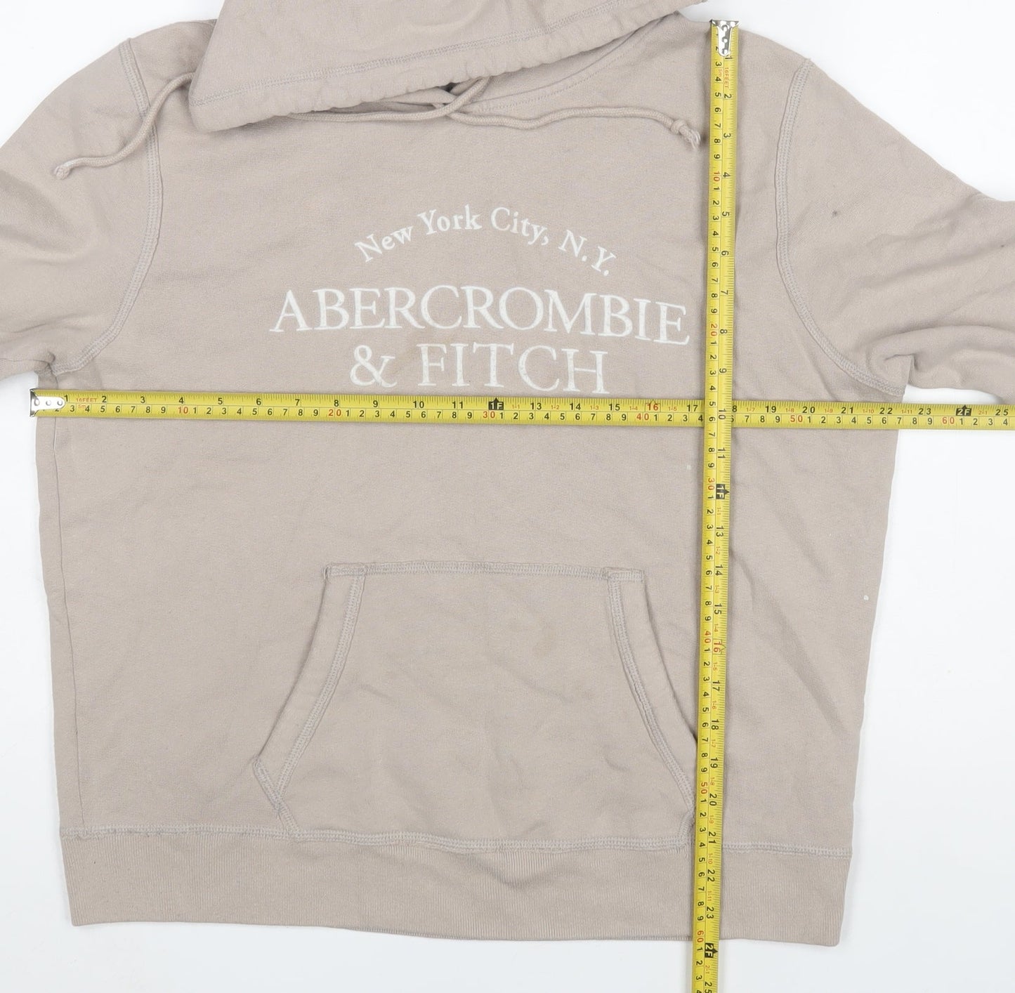 Mens UK L Regular Abercrombie & Fitch Beige Pullover Hoodie