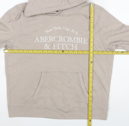 Mens UK L Regular Abercrombie & Fitch Beige Pullover Hoodie