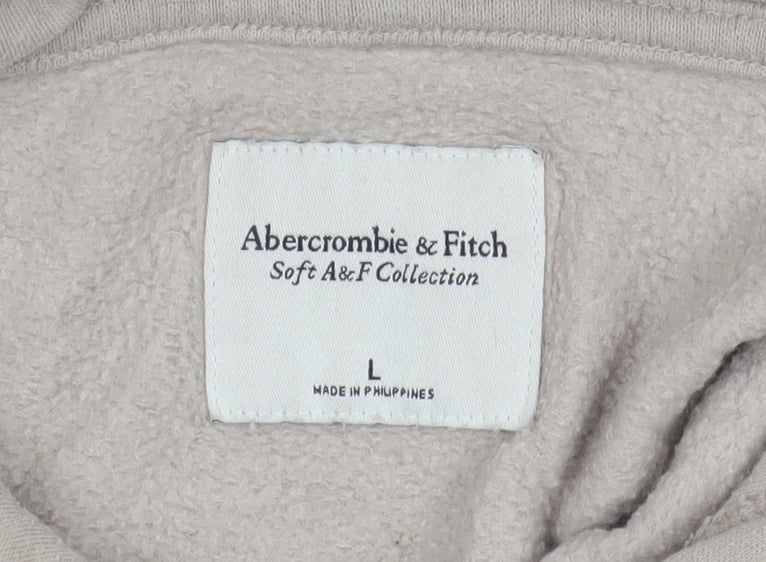 Mens UK L Regular Abercrombie & Fitch Beige Pullover Hoodie