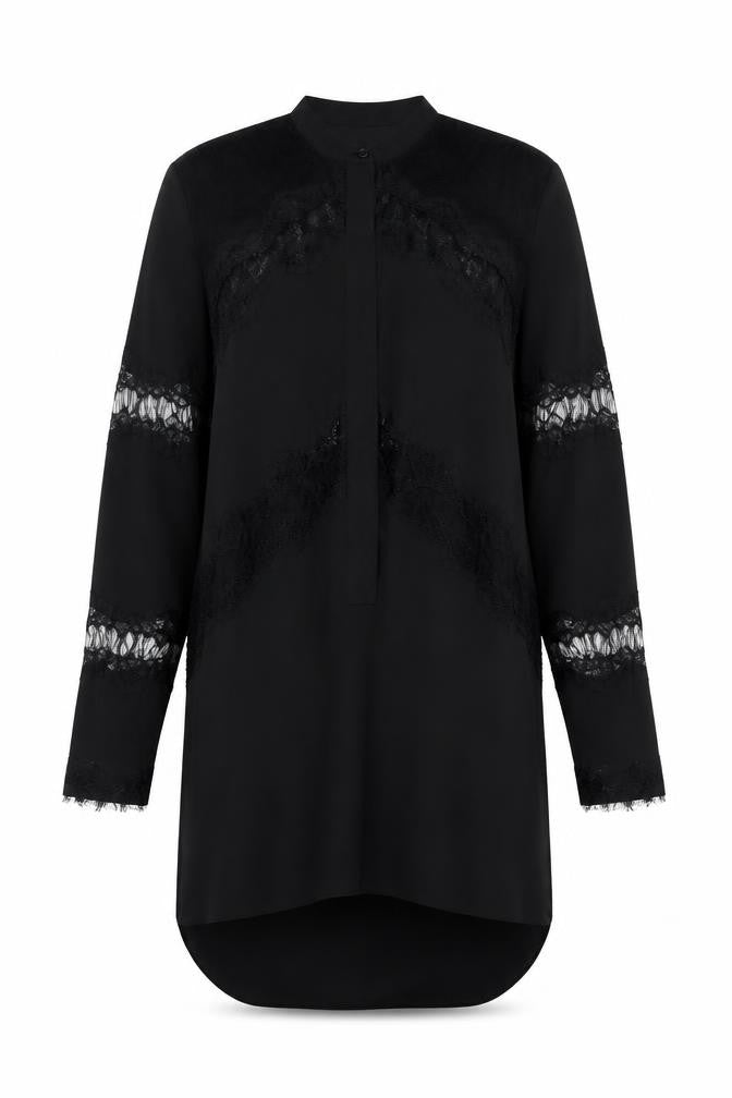 Religion Women’s Black Lace Tunic Blouse XS Long Sleeve Classic Style