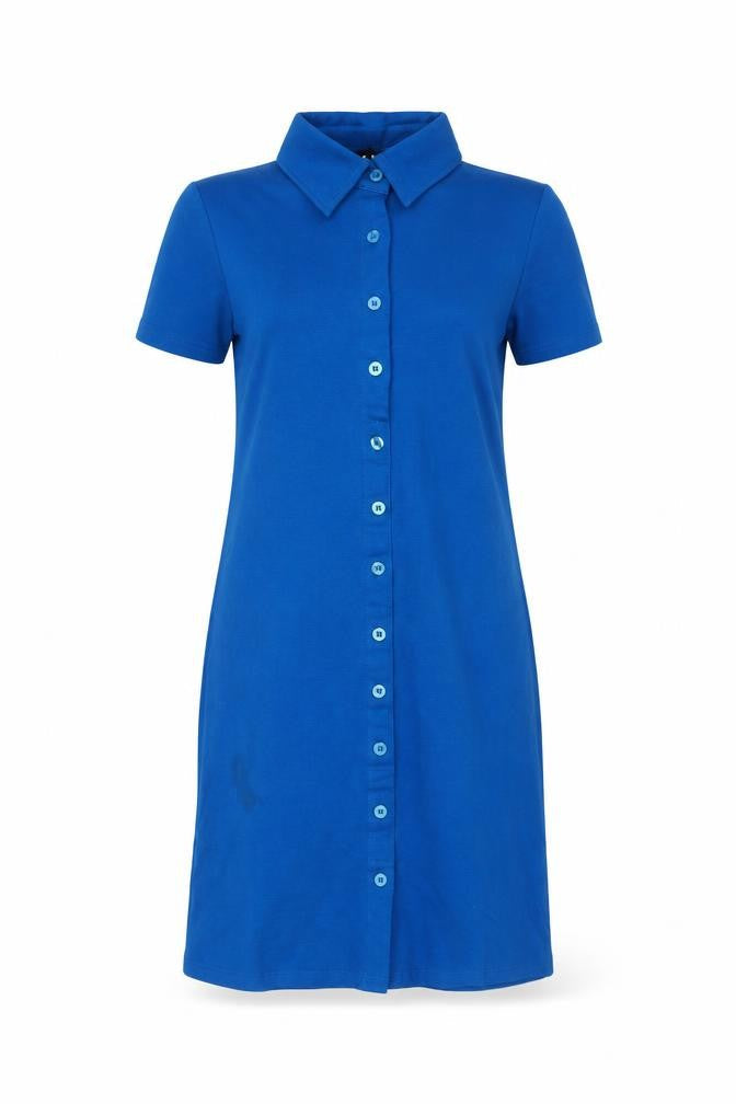 Motel Women’s Blue Collared Short Sleeve Shirt Dress Size S