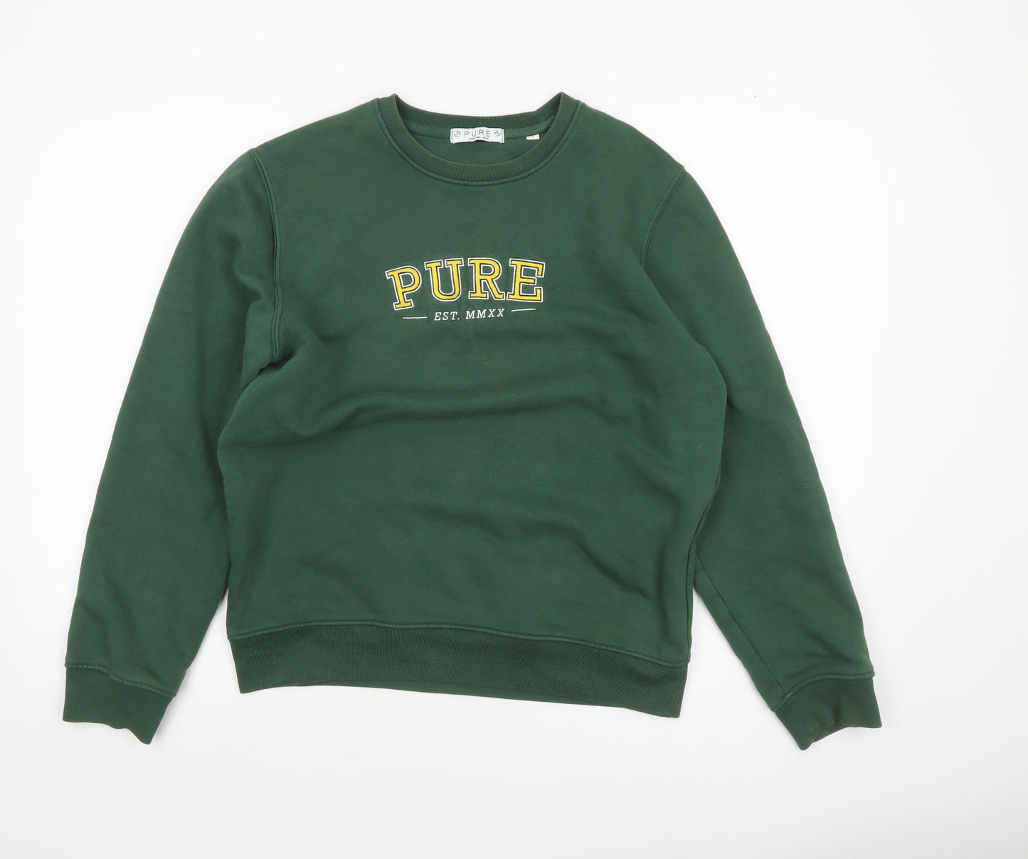 PURE Women’s Green Crew Neck Pullover Sweatshirt Size S Organic Cotton
