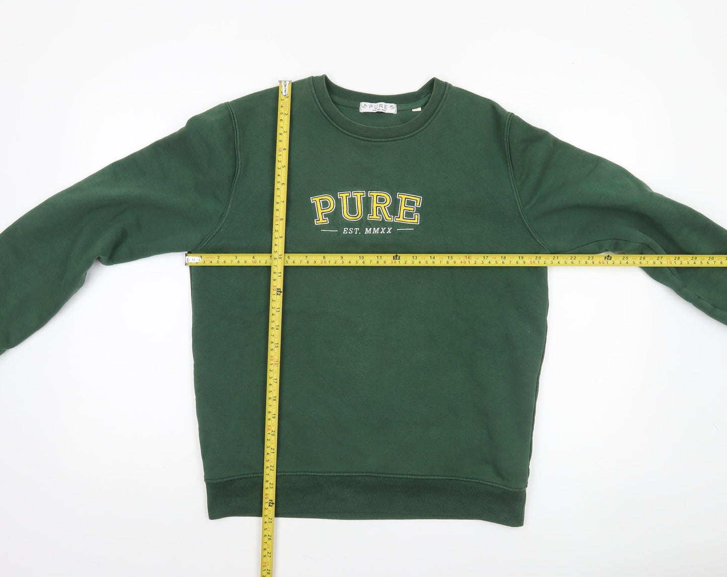 PURE Women’s Green Crew Neck Pullover Sweatshirt Size S Organic Cotton