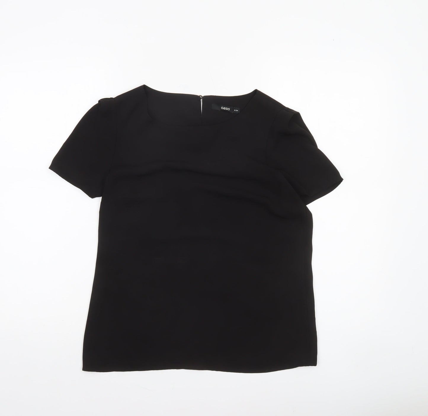 Oasis Women's Black Short Sleeve Square Neck Polyester Blouse UK 8