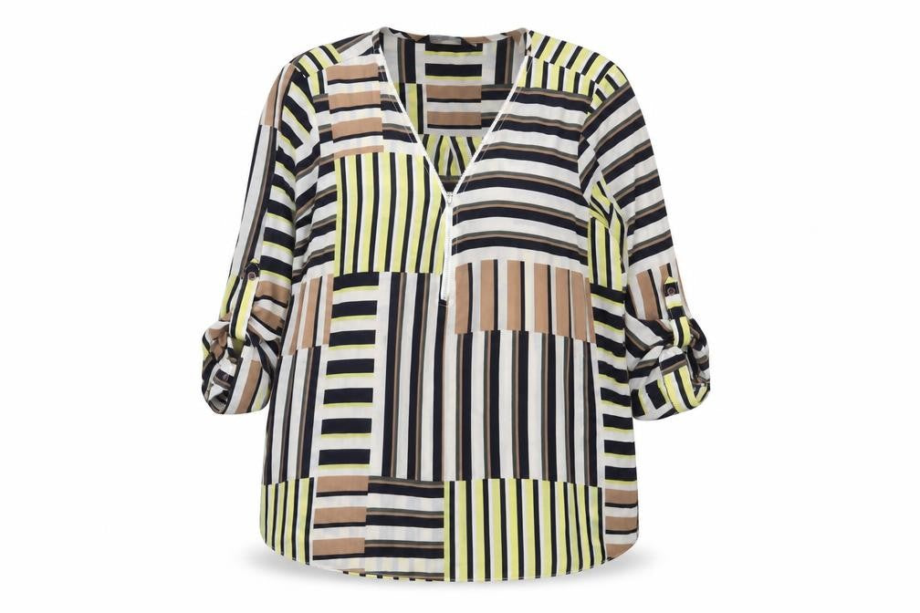 Dorothy Perkins Womens Multicoloured Striped Blouse UK 16 V-Neck 3/4 Sleeve