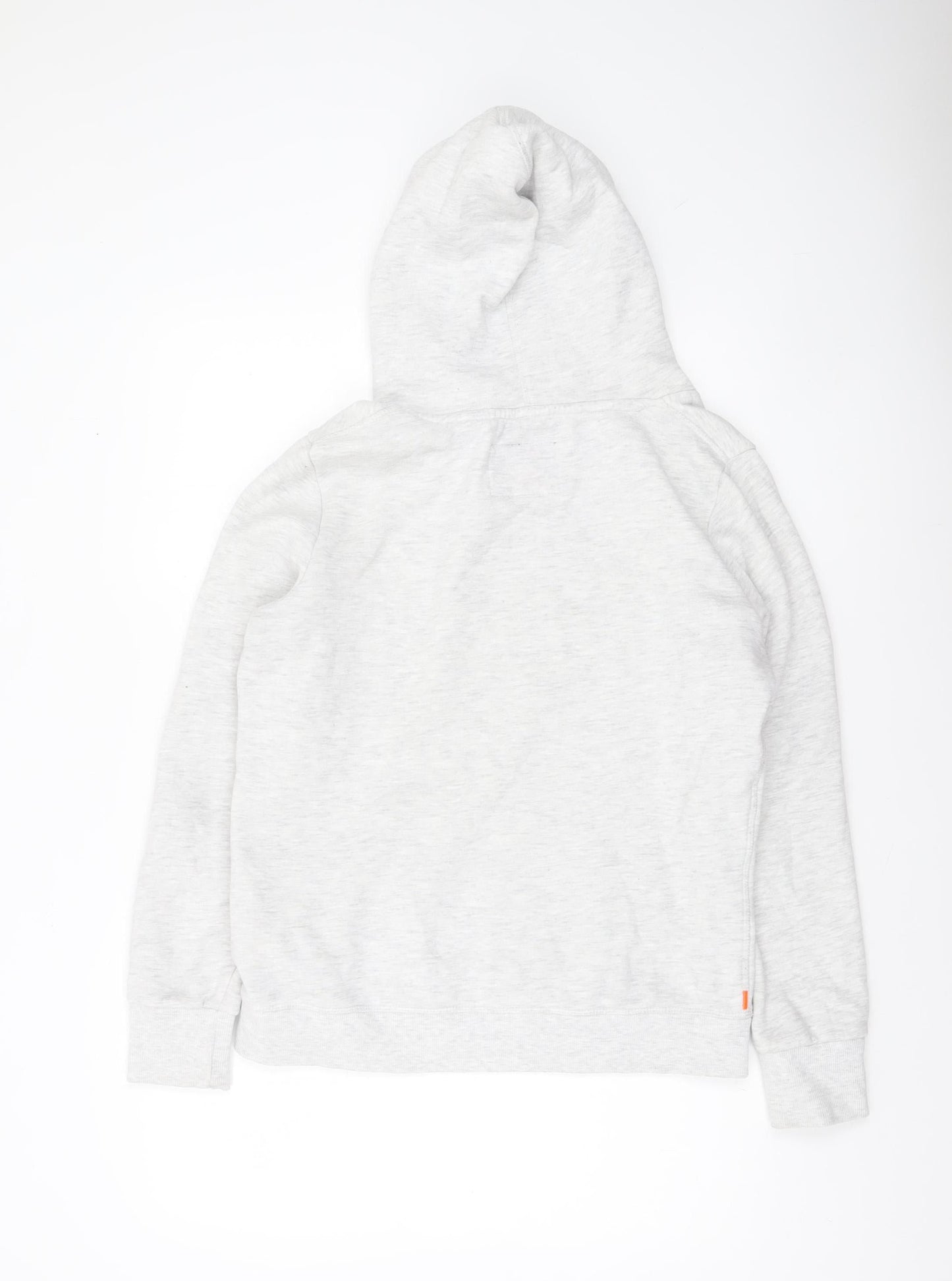 Superdry Women's Grey Hoodie UK 14 Pullover Logo Print Cotton Blend