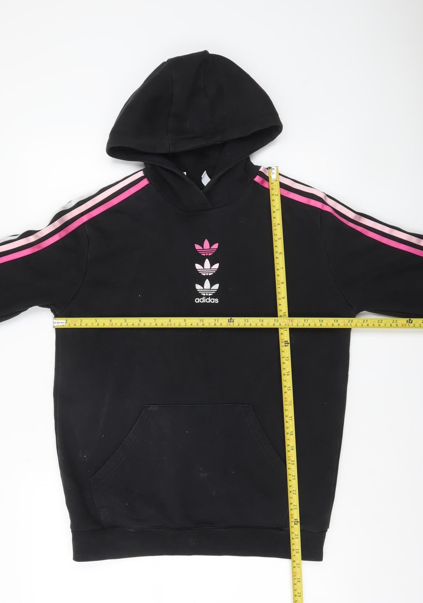 Adidas Girls Black Hoodie 14-15 Years XL Pullover Fleece Logo Sweatshirt