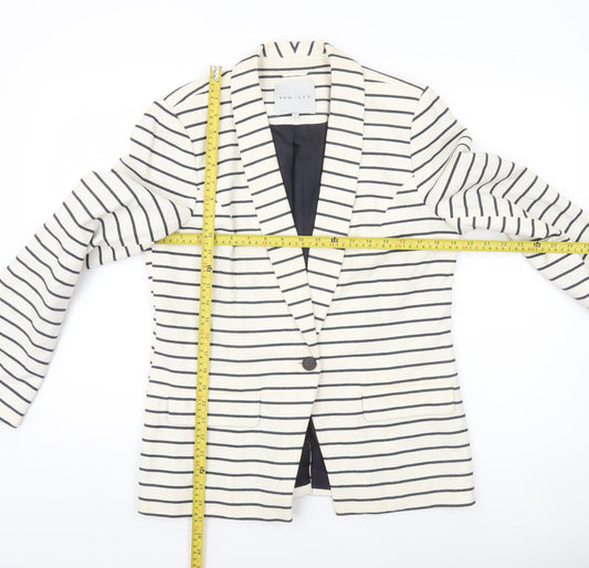 Kew 159 Womens Ivory Black Striped Blazer UK 14 L Single Breasted Jacket