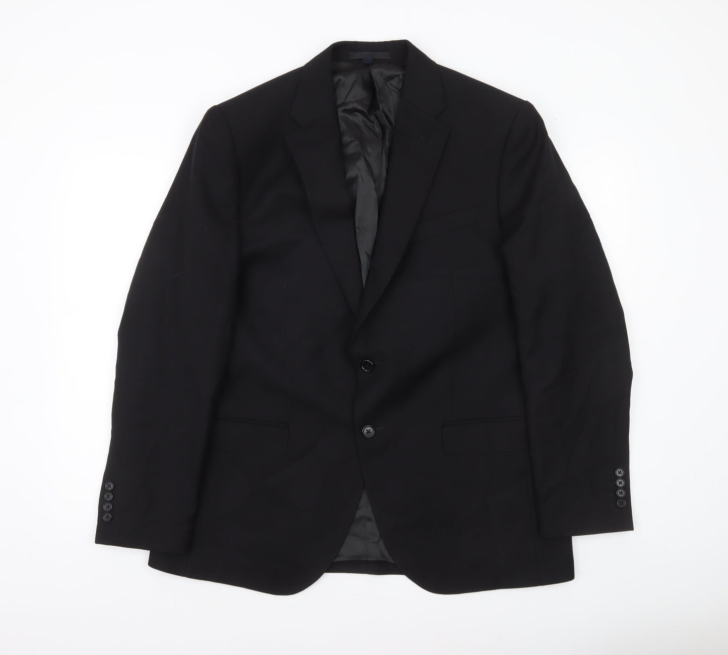 Marks and Spencer Men's Black 44R Wool Regular Fit Blazer Jacket