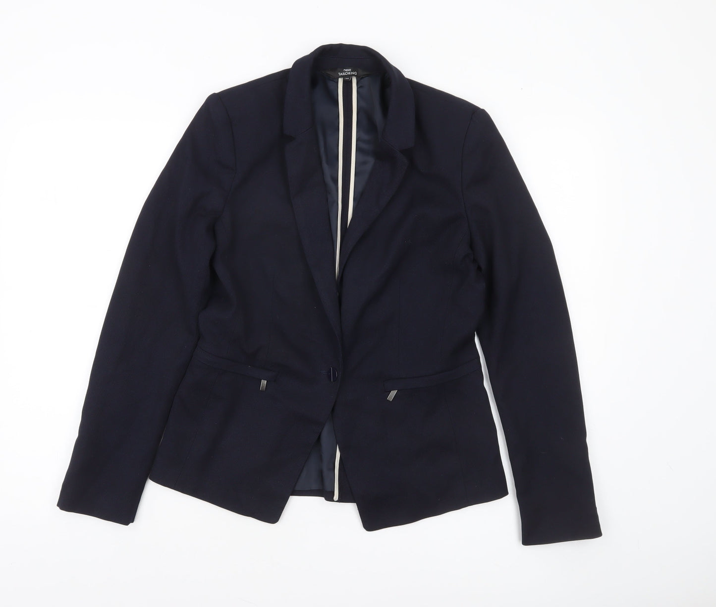 Next Women Blue Tailoring Blazer Size 10 Classic Fit Notch Lapel