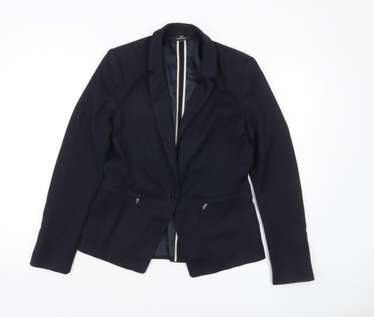 Next Women Blue Tailoring Blazer Size 10 Classic Fit Notch Lapel