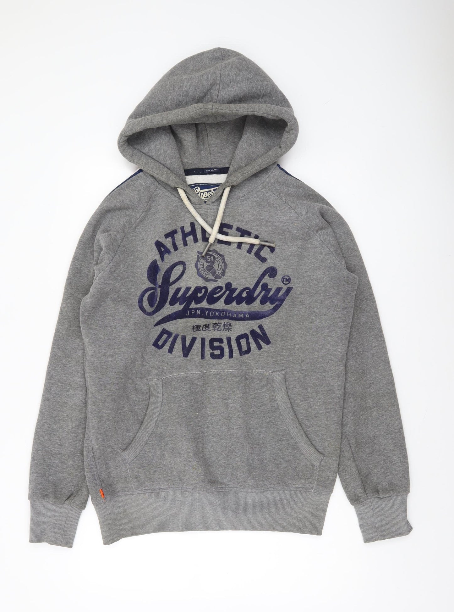 Superdry Men's Grey Pullover Hoodie Large Athletic Division Sweatshirt