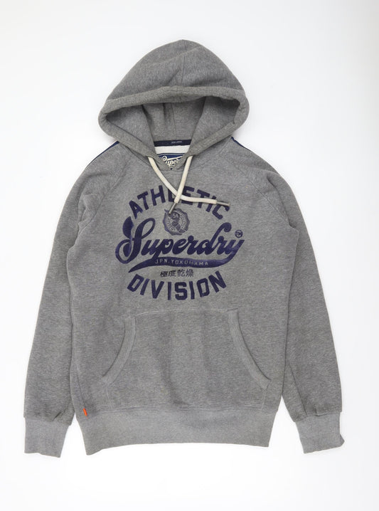 Superdry Men's Grey Pullover Hoodie Large Athletic Division Sweatshirt