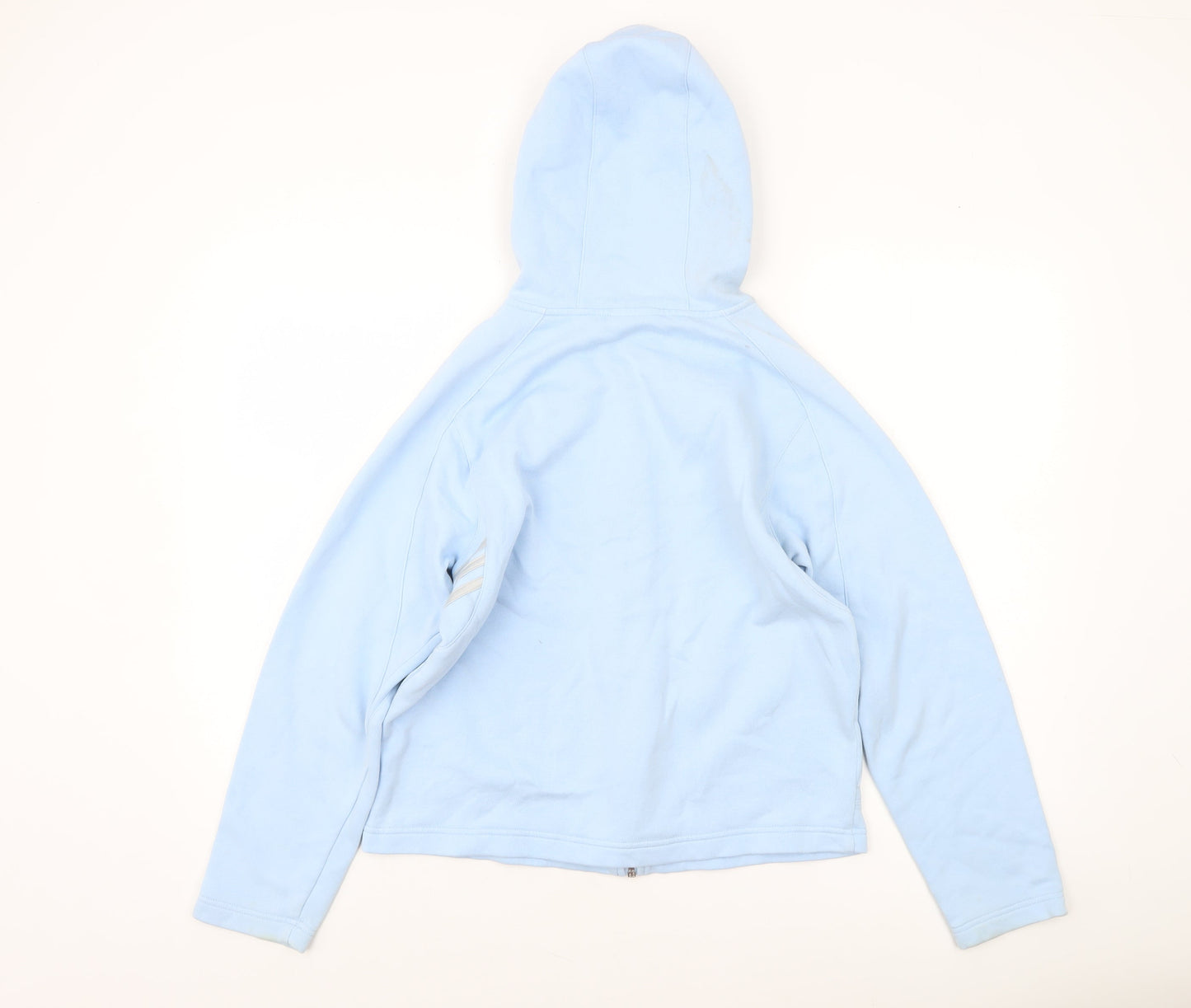 Adidas Women Light Blue Full Zip Hoodie Size 10 Fleece Lined
