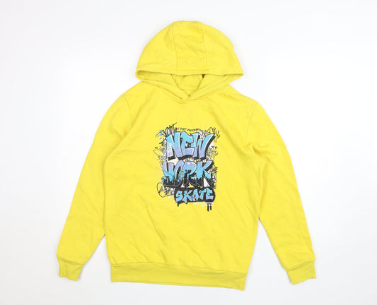 Dunnes Stores Boys Yellow Pullover Hoodie 10 Years Skate Graphic Fleece