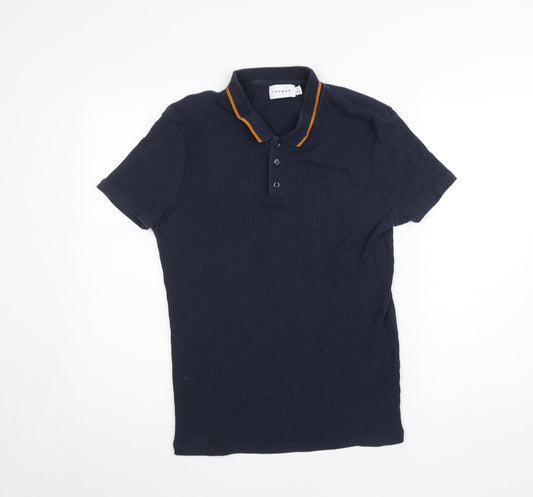 Topman Men's Blue Slim Fit Cotton Polo Shirt Size M