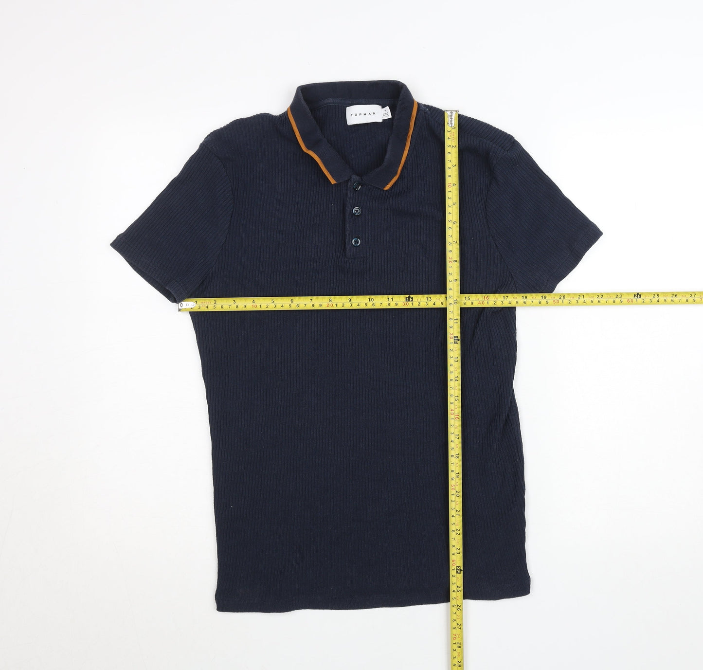 Topman Men's Blue Slim Fit Cotton Polo Shirt Size M