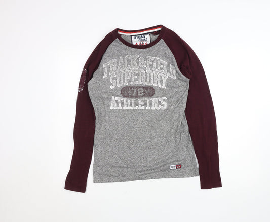 Superdry Men's Grey Track & Field Long Sleeve Slim Fit Top S