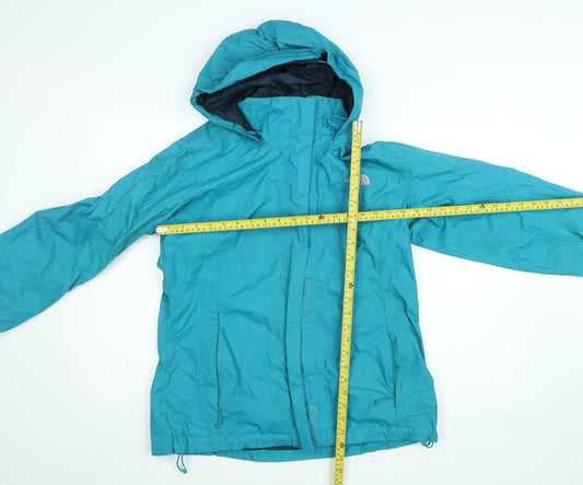 The North Face Womens Blue Waterproof Hooded Rain Jacket Size L