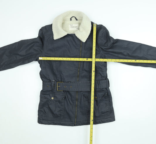 Marks and Spencer Women’s Grey Belted Faux Shearling Lined Biker Jacket UK 10