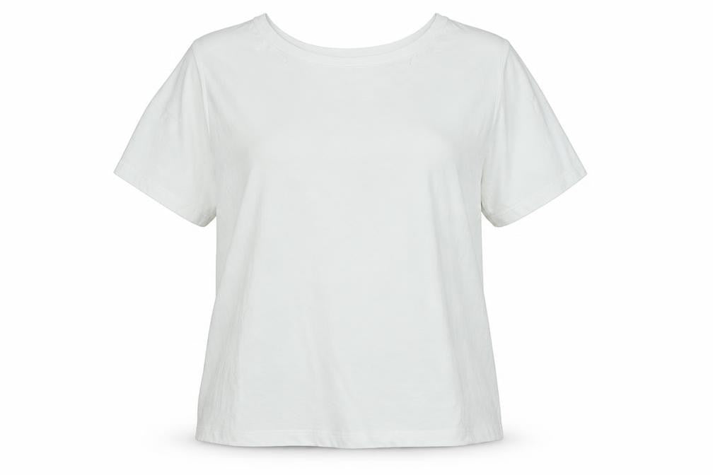Zara Women White Embroidered Cotton Short Sleeve T-Shirt L
