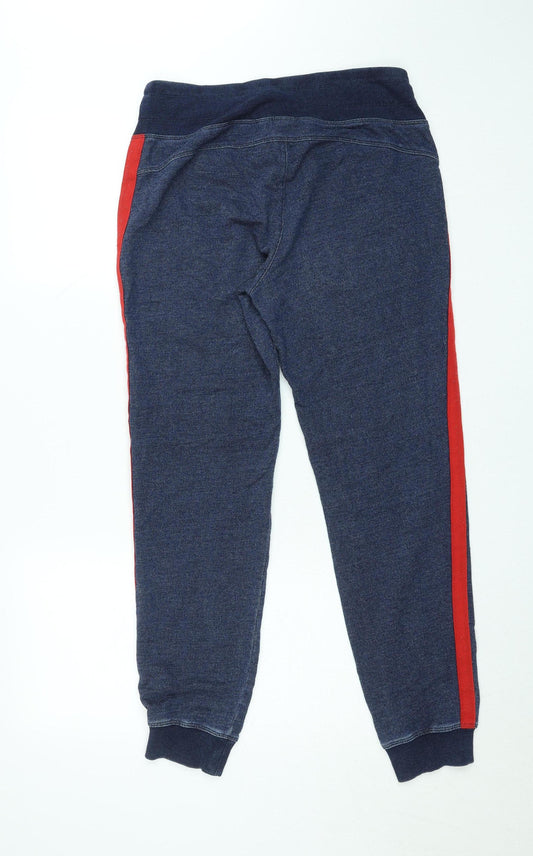 Tommy Hilfiger Women Blue Jogger Trousers S Cotton Side Stripe